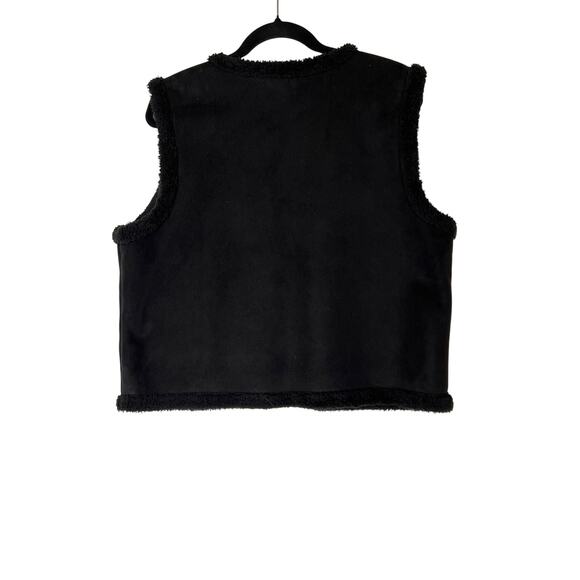Ralph Lauren size XL vest faux suede black fleece interior elevated office - Picture 2 of 8